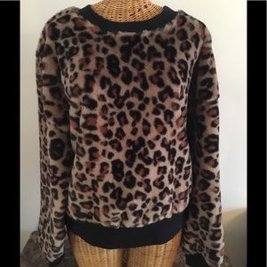 Faux Fur Animal Print Oversized Top NWOT